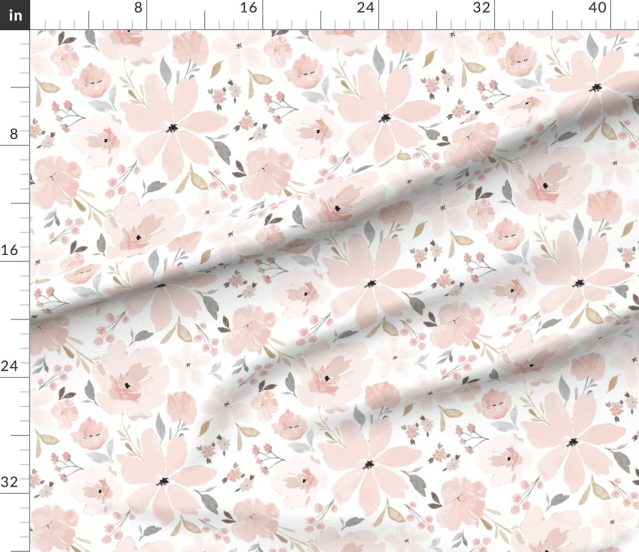 Various Fabrics by the Yard or Fat Quarter Pastel Floral Blush Pink Peach Flowers Jumbo Scale Feminine Watercolor Custom Printed Fabric by Spoonflower